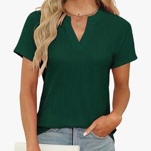 Chic Forest Green Short Sleeve Top